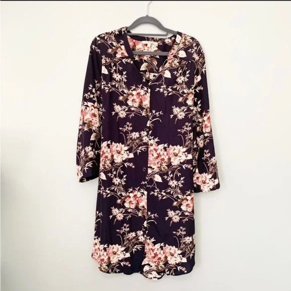 41 hawthorn cristen shirt dress 41 Hawthorn Cristen Floral Print Satin Shirt